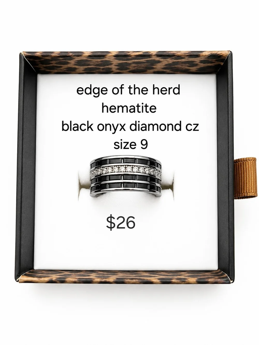 Hematite Black Onyx CZ Untamed Bomb Party Ring - Black, Size 9